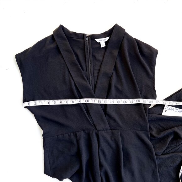 NWT nine west black jumpsuit v neck dolman sleeve size large - Picture 2 of 8